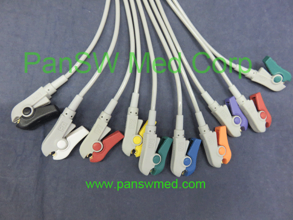 AHA color ECG cable clip type nihon kohden