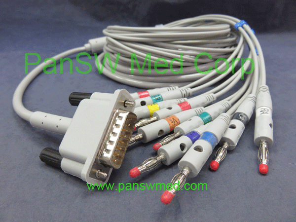 banana plug ecg cable for cardioline cardiette ten leads