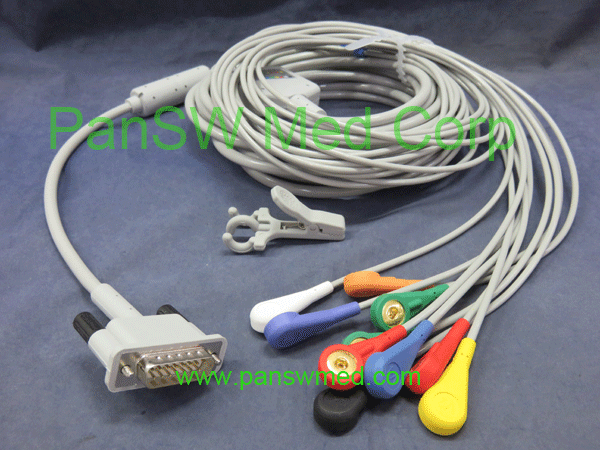 AHA color ten leads ecg cable snap cardioline cardiette