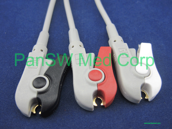 3 leads, AHA color coding, clip type