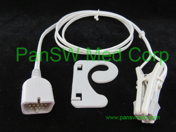compatible spo2 sensor for Nihon Kohden D sub connector, adult ear clip