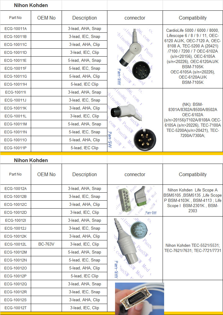 nihon kohden ECG cable