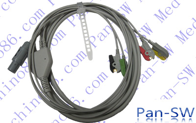 Primedic one piece four lead ECG cable with leadwire.