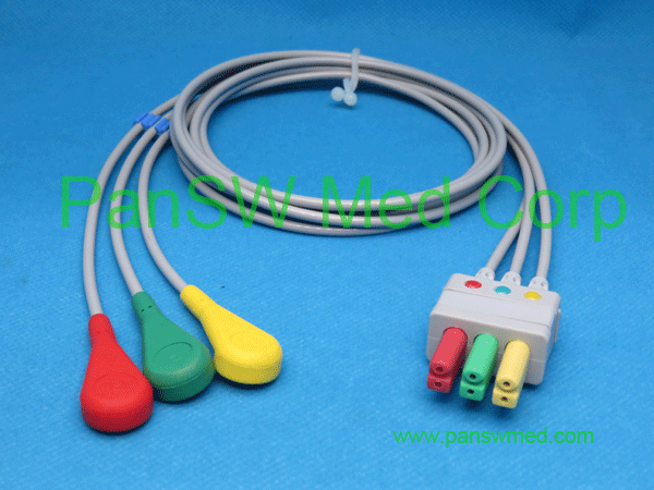 compatible ecg leads for siemens, drager, fukuda, IEC color, snap.