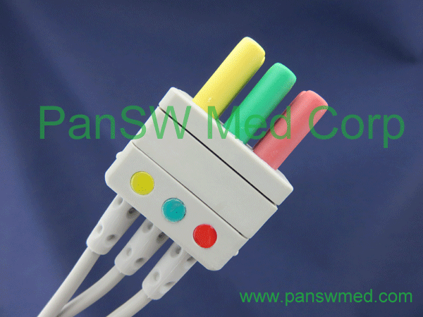 siemens ecg lead set 3 leads IEC color snap connector