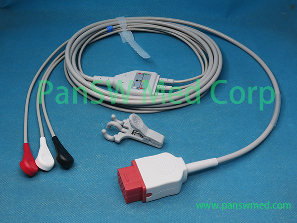 compatible Bionet one piece three lead ECG cable with leadwire