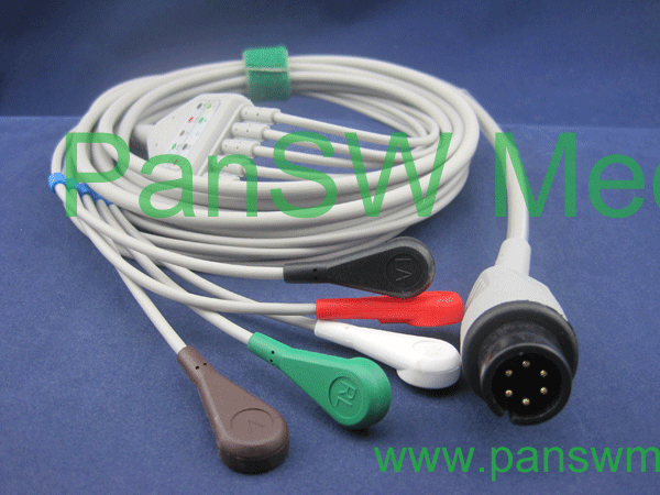 Mindray ECG cable 5 leads AHA snap