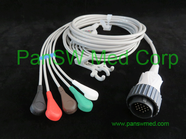 compatible ECG cable for NEC 5 leads, AHA color, snap