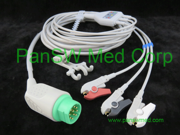 compatible ecg cable for siemens, AHA color, clip, ECG-10016C