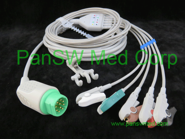 compatible ecg cable for siemens, AHA color clip ecg-10016G