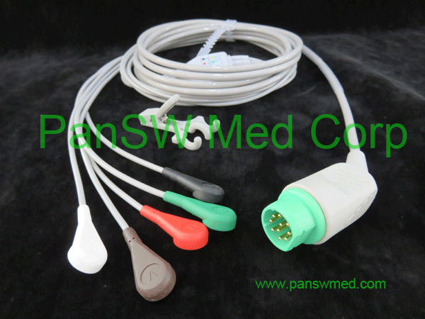 compatible ecg cable for siemens, AHA color snap