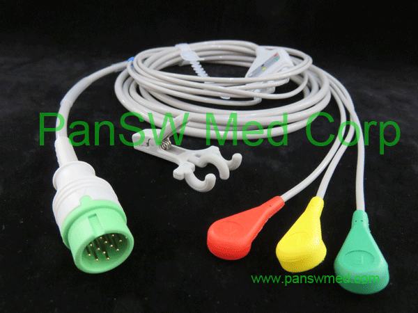 compatible ECG cable for Sinohere ECG cables, IEC color, snap