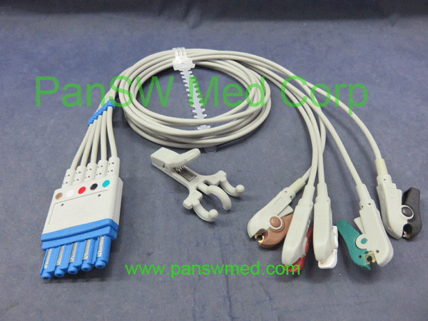 compatible Philips ECG leads, 5 leads, clips AHA color