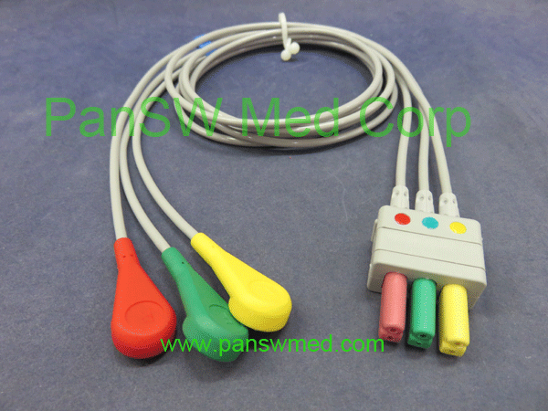picture for siemens ecg leads, 3 leads, IEC color snap
