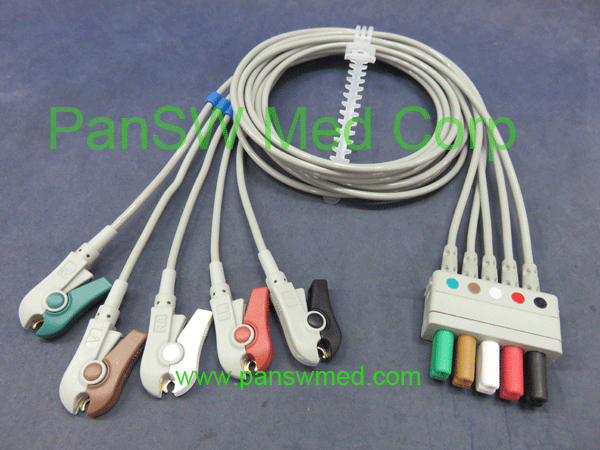 compatible ECG leads for siemens Fukuda five leads AHA color clip