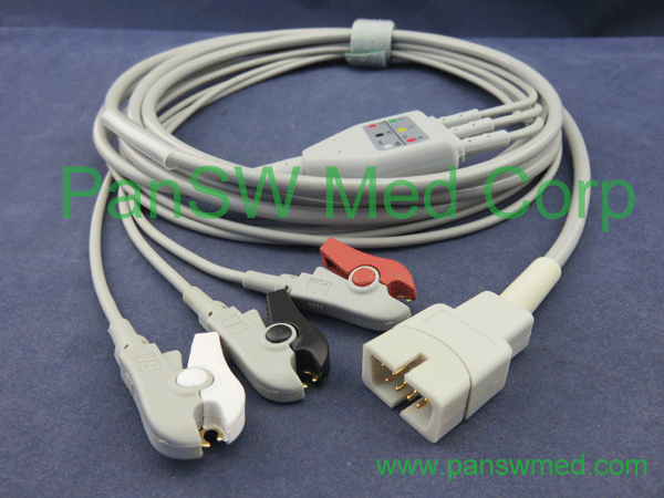 compatible MEK ecg cable 3 leads AHA color clip