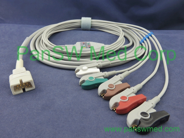 compatible MEK ecg cable 5 leads, AHA color clip