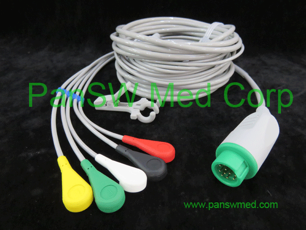 compatible ECG cable for Mindray IEC color snap