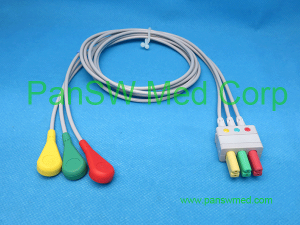 compatible ECG leads for Mindray IEC color, snap, 3 leads
