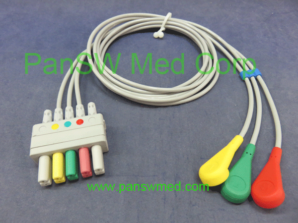 compatible Mindray ECG leads, 3/5 leads IEC color snap