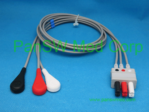 compatible mindray ecg leads, AHA color, 3 leads, snap