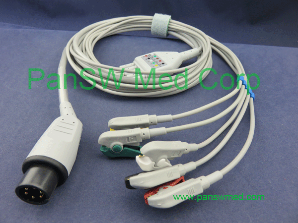 compatible Mindray ECG cable 5 leads AHA color clip
