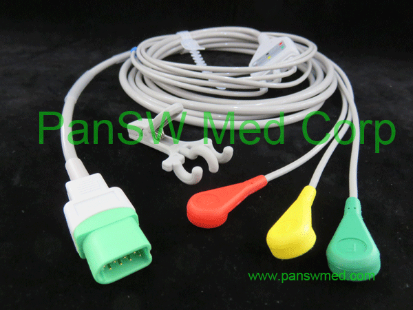 compatible ECG cable for datascope IEC color snap 3 leads