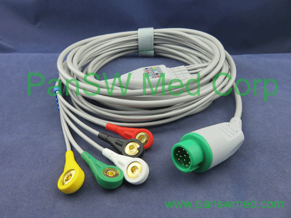 Mindray ECG cable 5 leads IEC snap