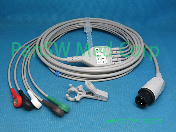 compatible Mindray ecg cable 5 leads AHA snap