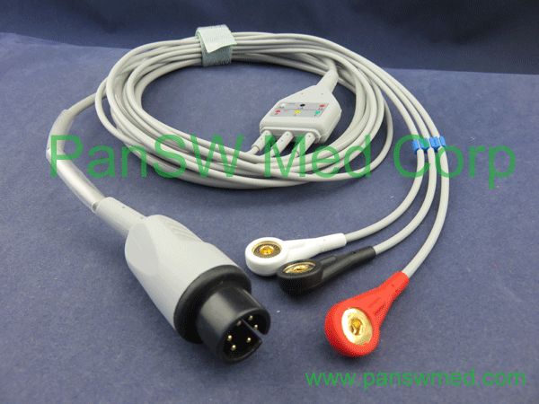 nihon kohden ecg cable 3 leads AHA snap