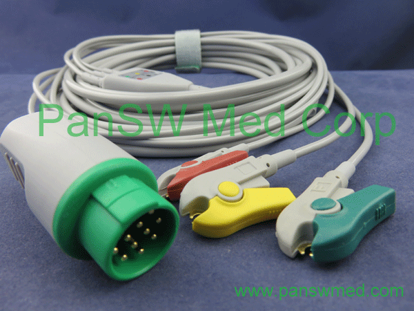 compatible Schiller ECG cable 3 leads IEC clip