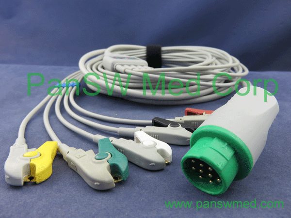 compatible Schiller ECG cable 5 leads IEC clip