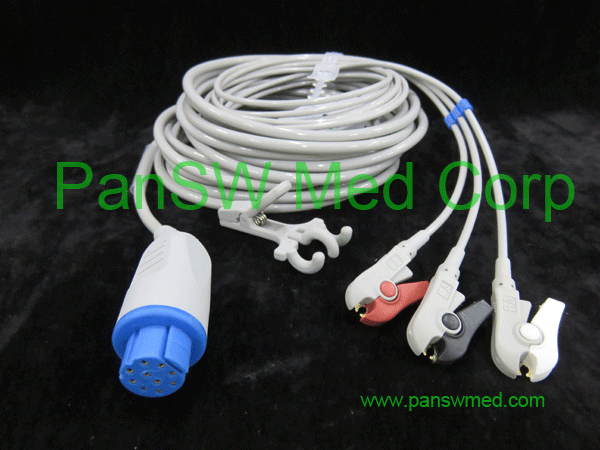 compatible ecg cable for Datex ohmeda 3 leads AHA color clip
