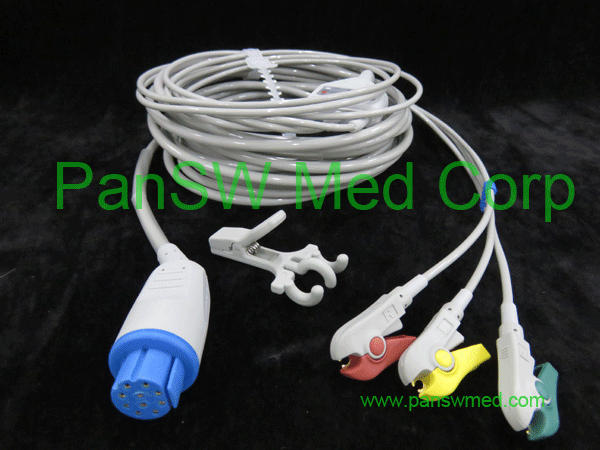 compatible ecg cable for datex ohmeda 3 leads IEC color clip