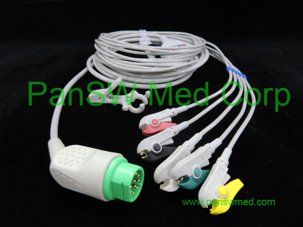 compatible ecg cable for siemens, IEC color, clip