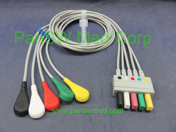 compatible siemens ECG leads IEC color snap 5 leads