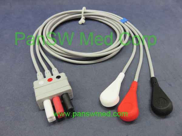 fukuda ds 7100 ecg leads, 3 leads, AHA snap