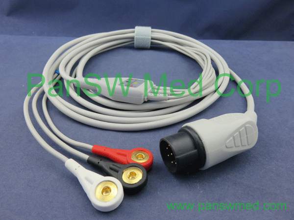 Nihon kohden ECG cable 3 leads AHA snap TEC7100