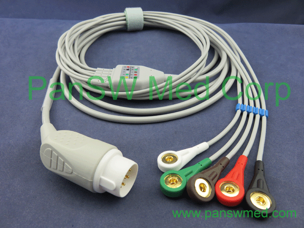 philips ECG cable 5 leads AHA snap