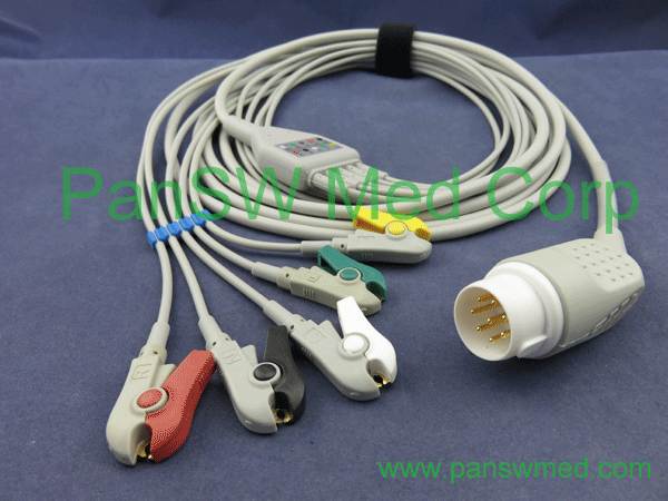 philips ECG cable 5 leads IEC clip, heartstart xlt