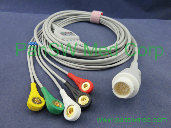 compatible 5 leads ECG cable 5 leads IEC snap