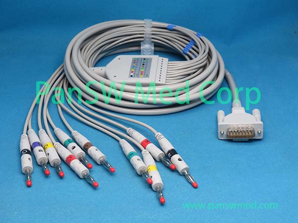 compatible 12-Lead ECG Cable for Spacelabs CardioExpress SL6 / SL6A – MS1R-107048-A0 or MS1R-106902-A0 image 1