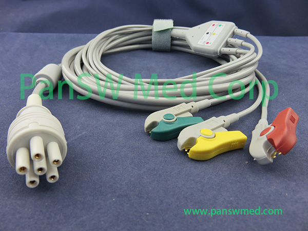 Compatible Colin BP 510S ECG CABLE 3leads IEC Clip – PanswMed