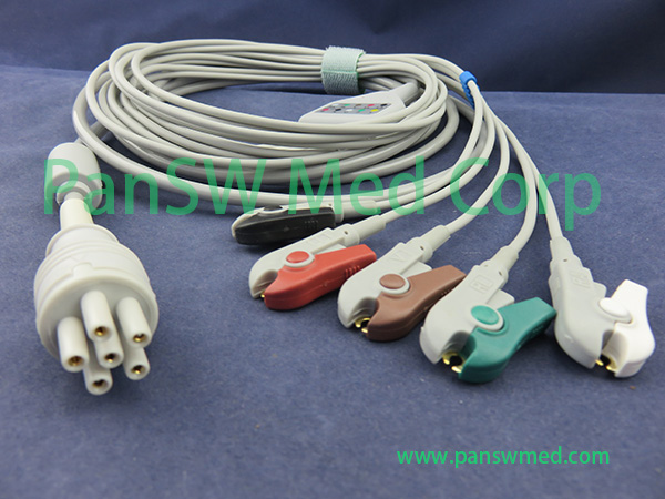 Compatible Colin BP 510S ECG CABLE 5leads AHA CLIP – PanswMed