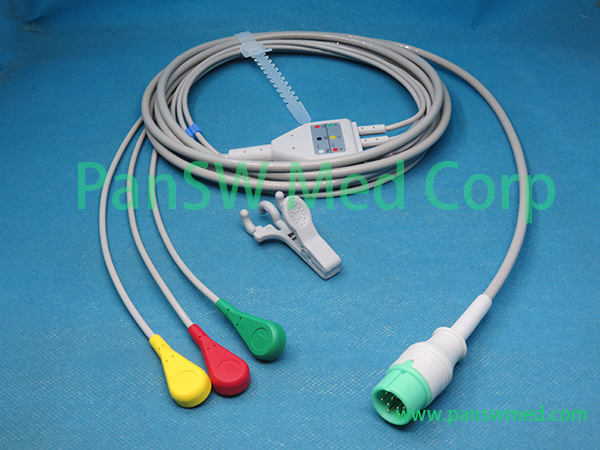 Compatible Denki Healthcare DK 15 ECG Cable IEC Snap 3 – PanswMed