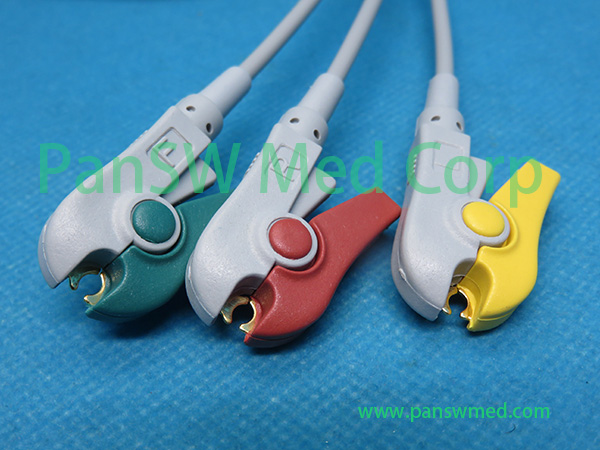 PanSW 3-lead EKG leadwires with clip connectors using IEC standard color code