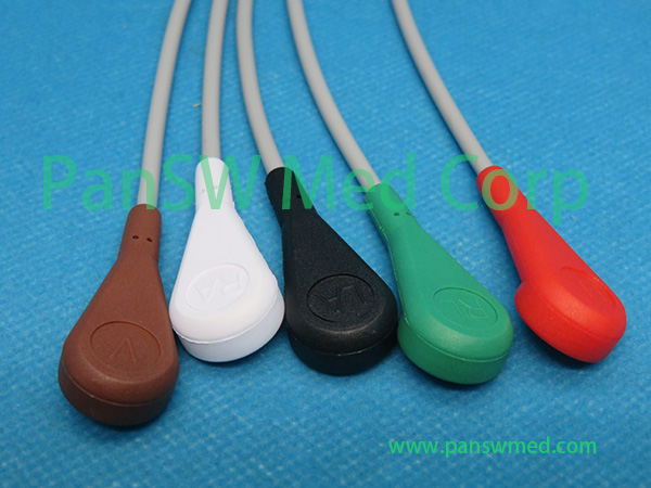 PanSW 5-lead trunk leadwire attachment with snap connectors using AHA AAMI standard color code