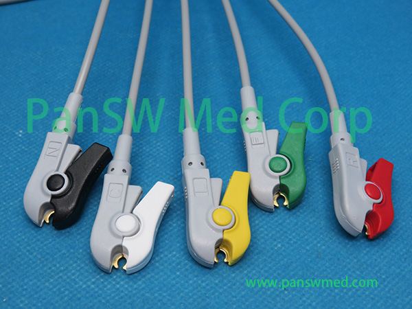 PanSW 5-lead patient cable set with safety clip terminations using IEC standard color code