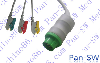 BRUKER(ODAM) One Piece Three Lead ECG Cable With Leadwire - PanswMed
