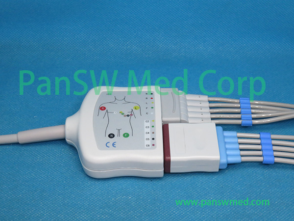Compatible GE Responder 416035-001 / 416035-002 10-Lead ECG Trunk Cable connector view